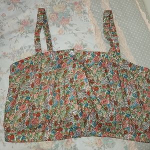 Roller Rabbit Elysian Day Woven Square Neck Sleeveless Miley Tank Top Crop